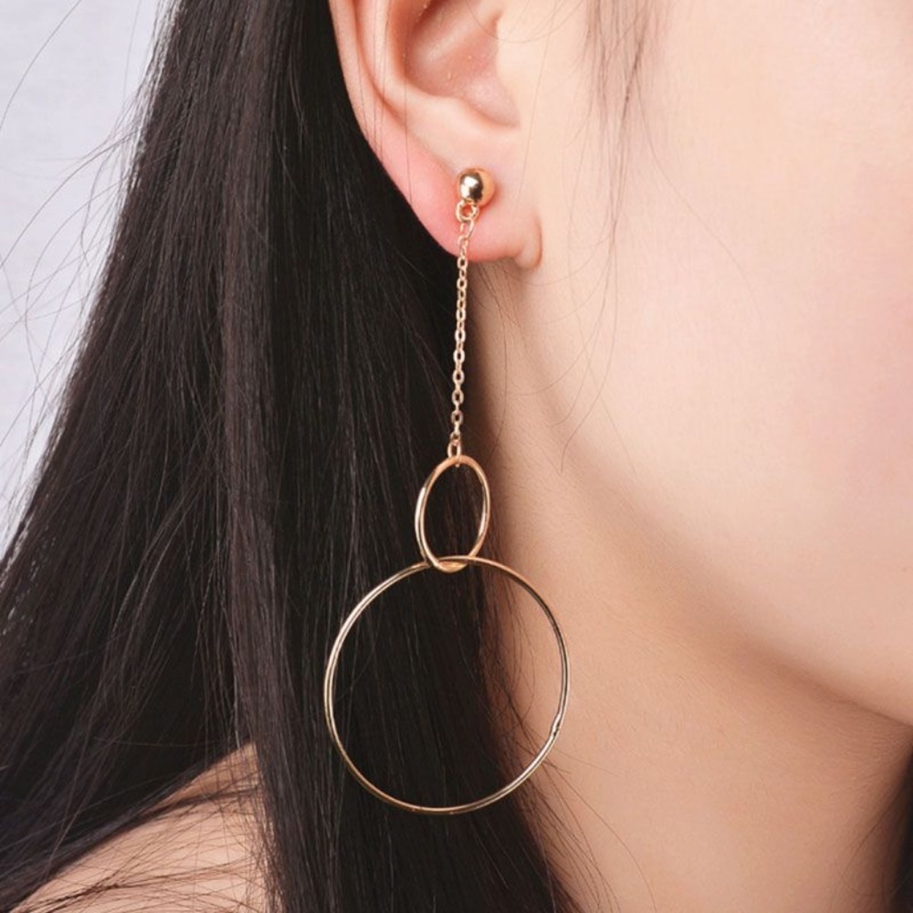 Minimalist Gold Drop Hoop Earrings for Women
